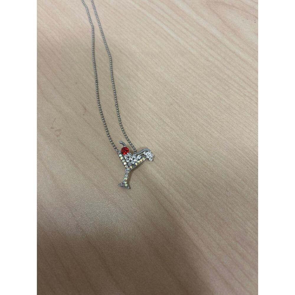 Rhinestone Martini Drink Necklace